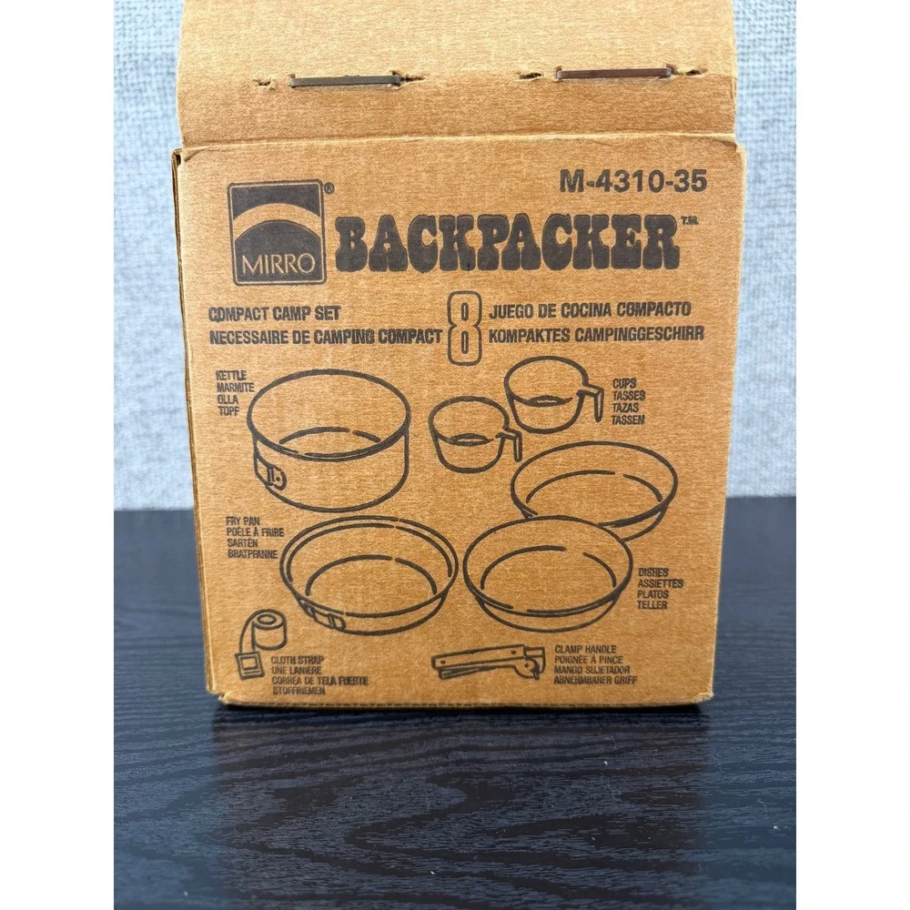 Mirro Backpacker Camping Mess Kit Silver Aluminum Vintage 8 pc Set outdoor